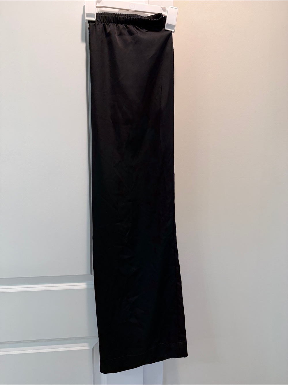 a new day Black Straight Satin Pant with Elastic Waist